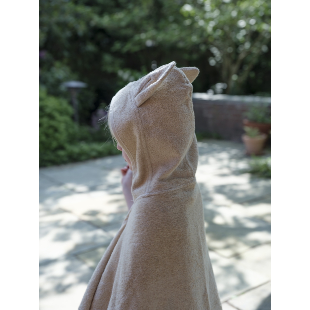 FABELAB bunny hooded junior towel bamboo 70%, organic cotton 30% huppupyyhe yli 2-vuotiaille Wheat - Image 3