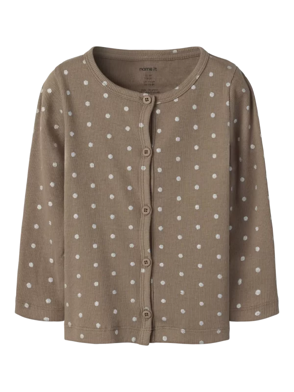 NAME IT NmfLona slim neuletakki ribbineule Silver Dots Taupe Gray