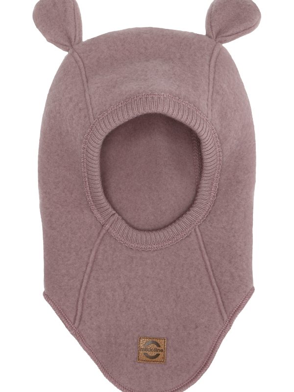 MIKK-LINE merinovilla brushed wool balaclava bear talvikypärämyssy Twilight Mauve