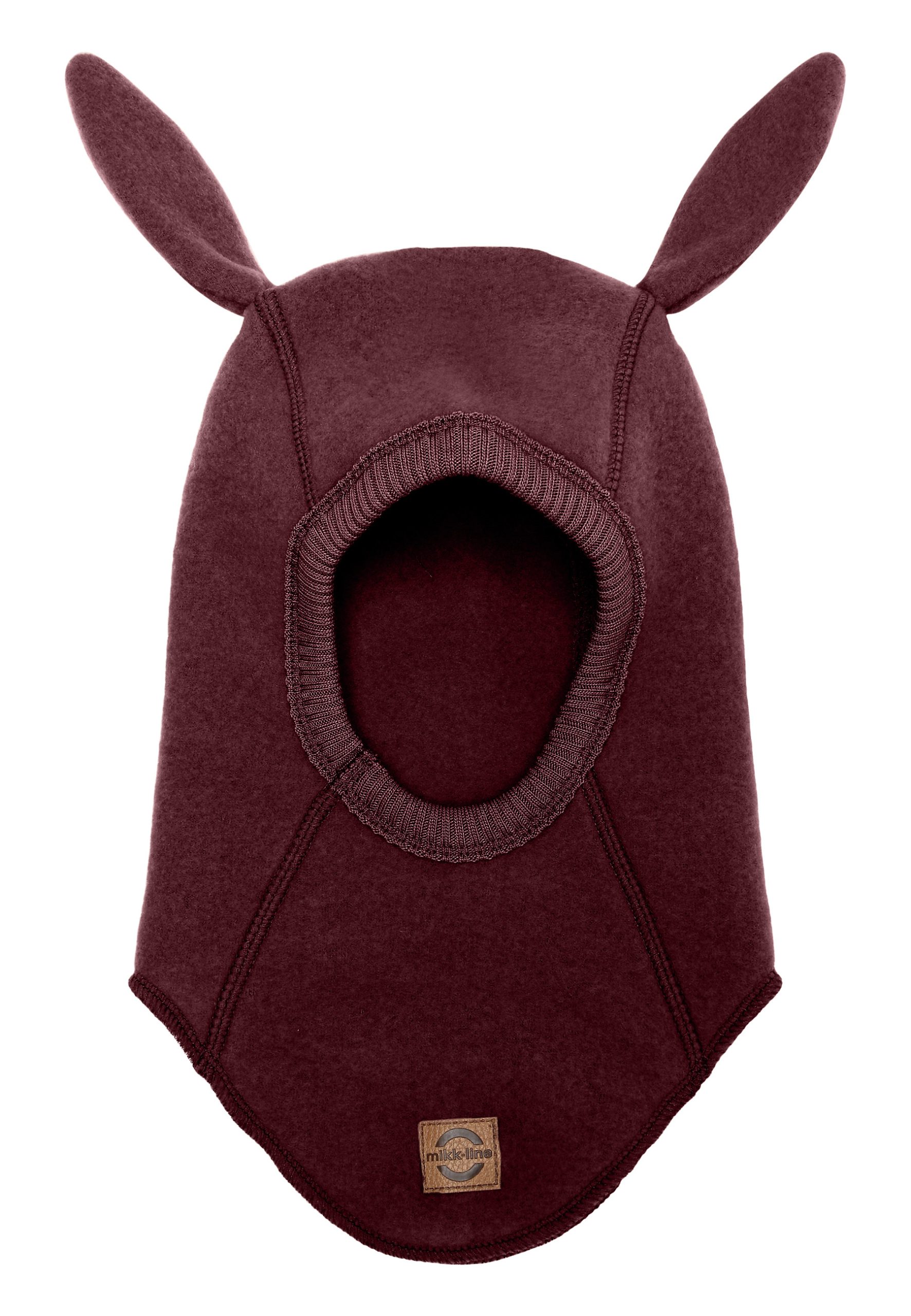 MIKK-LINE merinovilla brushed wool balaclava bunny talvikypärämyssy Rum Raisin t.viininpun.