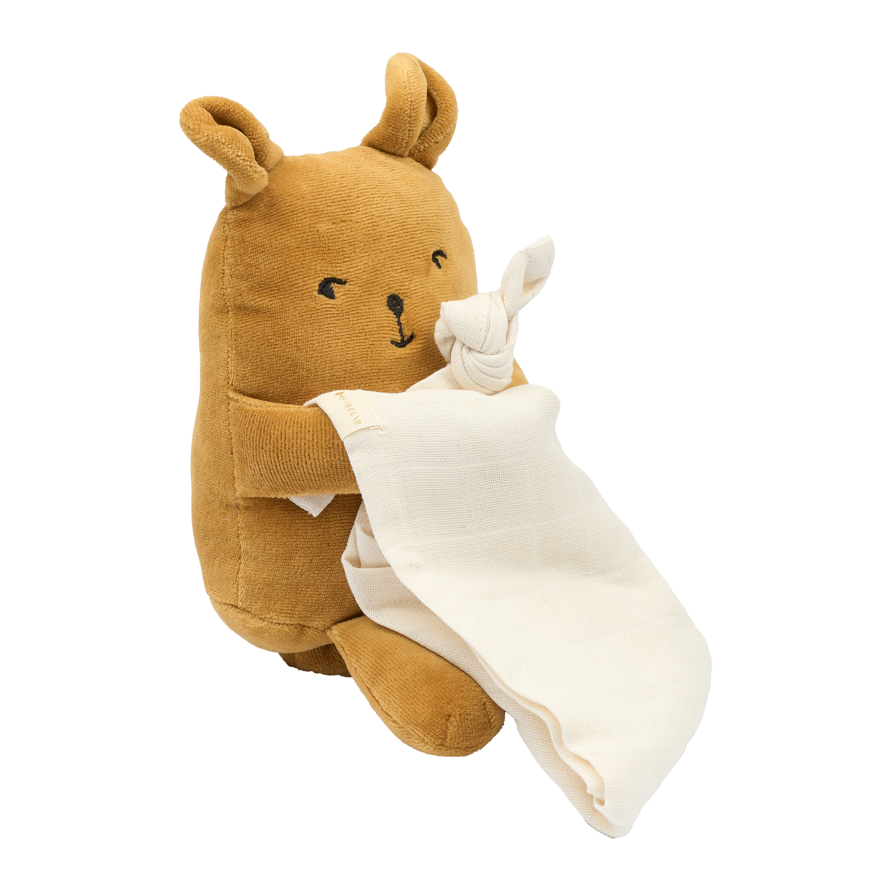 FABELAB Fabbie Music Box + Muslin soittorasia + harso Bear Wood Thrush