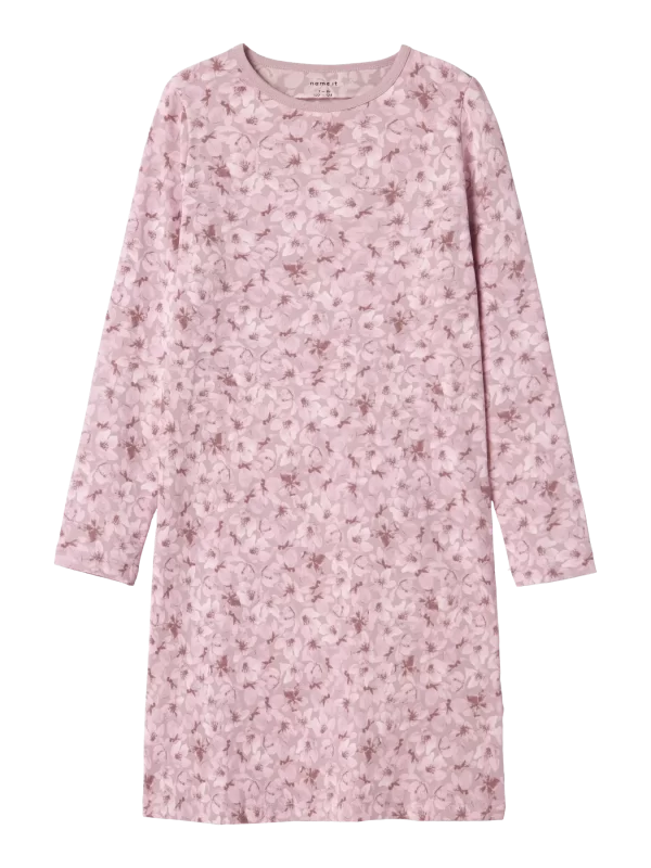 NAME IT NkfNightGown pyjama yömekko yöpuku Mauve Shadows Flower