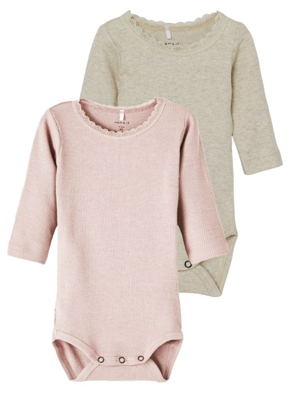 NAME IT NbfKab 2-pack ribbibodyt Peyote Melange Sepia Rose