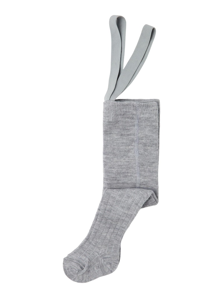 NAME IT NbfWakma vauvan ribbi merinovillasekoitesukkahousut olkaimilla Grey Melange - Image 2