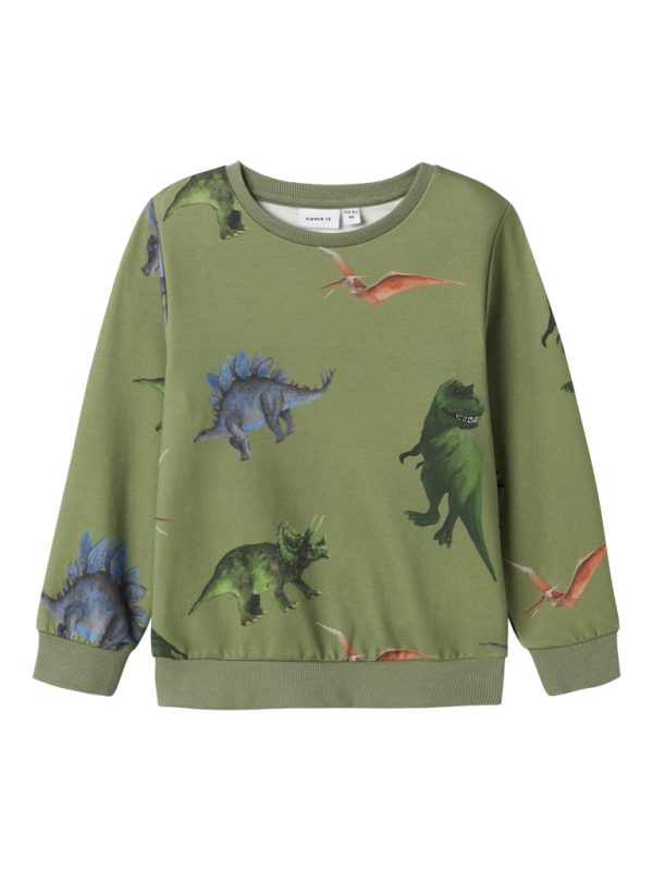 NAME IT NmmPnoDino dinosaurus collegepaita Oil Green