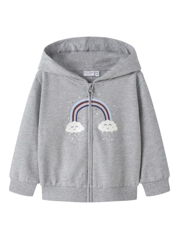 NAME IT NmfVoltana collegehuppari vetoketjulla collegetakki Sateenkaari Grey Melange Rainbow Clouds