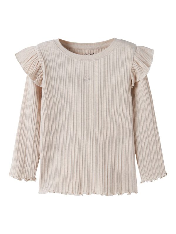 NAME IT NmfNinna slim frillapaita Peyote Melange