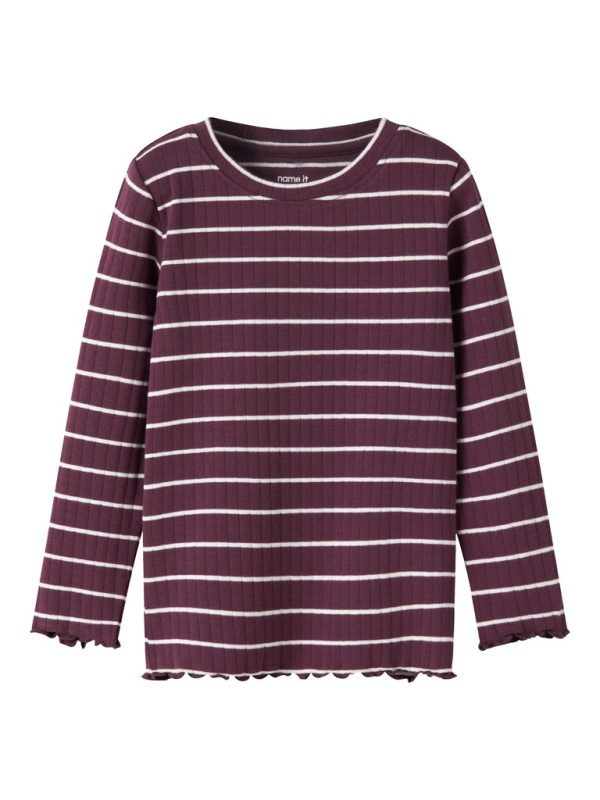 NAME IT NmfOlena slim ribbipaita Mauve Wine