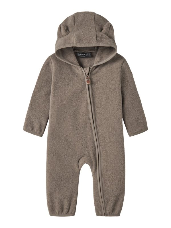 NAME IT NmnMeeko vauvan haalari nallen korvilla käännettävät hihan ja lahkeensuut Walnut