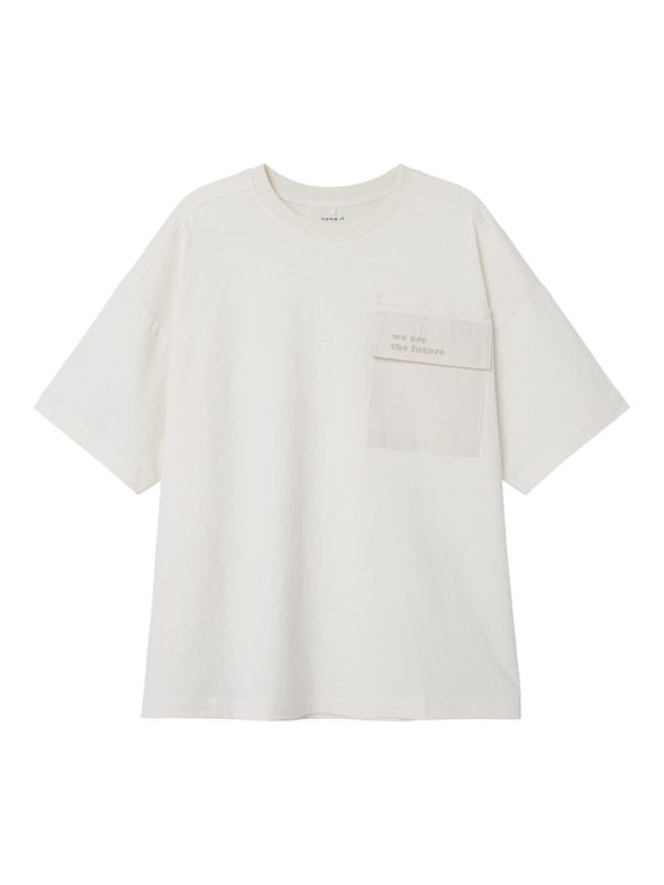 NAME IT NkmOrik ss boxy top t-paita White Alyssum