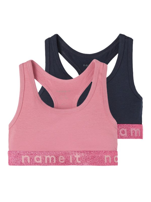 NAME IT Nkfshort top 2-pack lyhyt toppi liivit Heather Rose 158/164