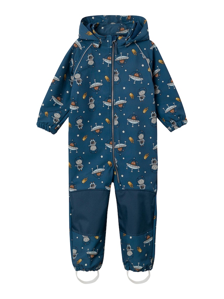 NAME IT NmmAlfa Space Robot robotti softshellhaalari välikausihaalari fleecevuorella 116 Insignia Blue