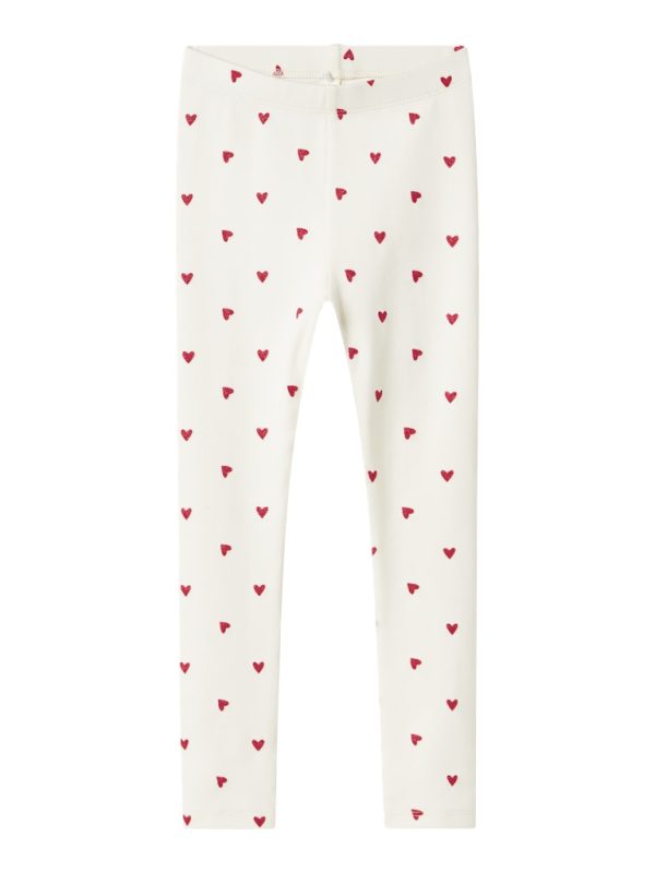 NAME IT NmfDHeart extra slim fit sydänleggings Cloud Dancer