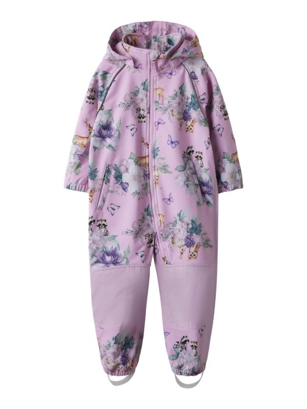 NAME IT NmfAlfa softshellhaalari softshellvälikausihaalari fleecevuorella Pink Lavender Racoon - 98