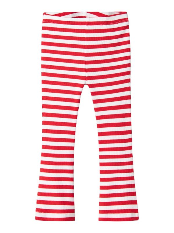 NAME IT NmfOlisa flared pant leveälahkeiset ribbihousut vahva ribbikangas Chinese Red Bright White