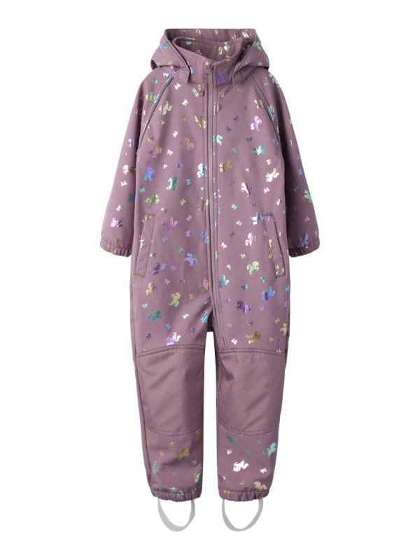 NAME IT NmfAlfa foil softshellvälikausihaalari fleecevuorella kimalletta Grape Shake Bow