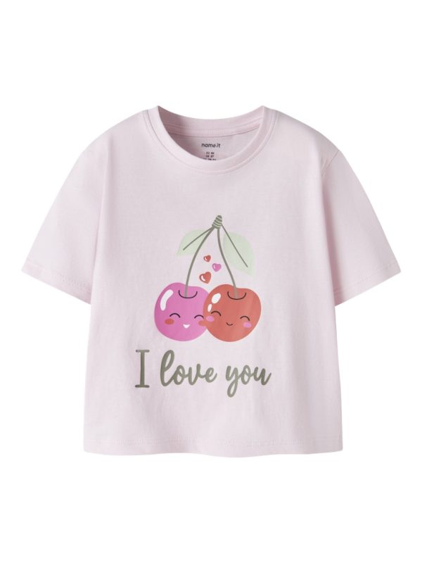 NAME IT NmfVilinse ss short top t-paita Cradle Pink Cherry Love