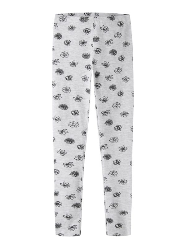 NAME IT NkfVivian leggings Light Grey Melange Flowers TULOSSA LÄHIPÄIVIEN AIKANA