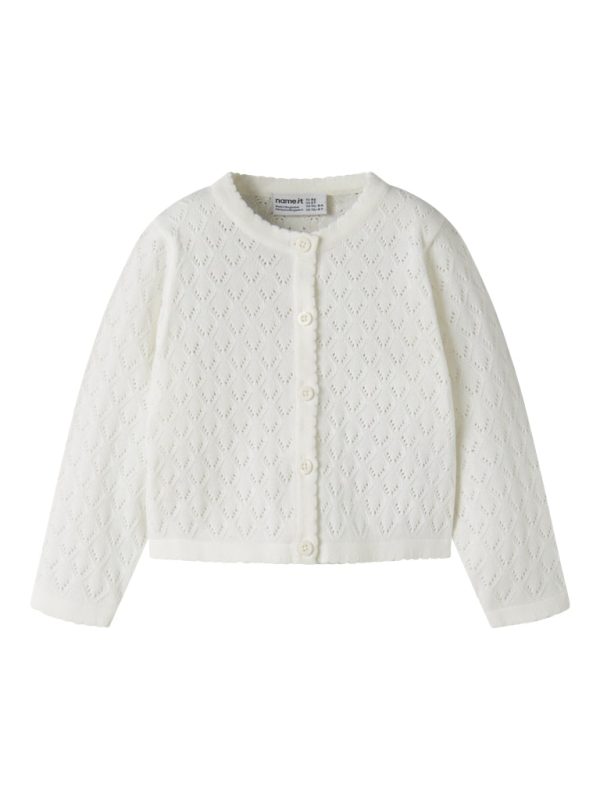 NAME IT NmfDesina short knit card lyhyt neuletakki Cloud Dancer
