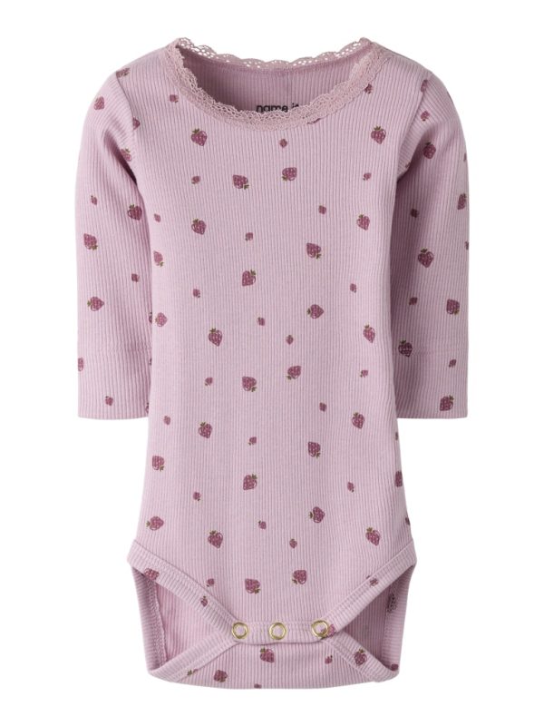 NAME IT NbfBinna extra slim fit mansikka ribbibody Dawn pink Strawberries