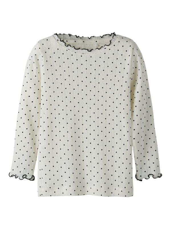 NAME IT NmfTania slim paita Cloud Dancer Dots 100% luomupuuvillaa TULOSSA PIAN