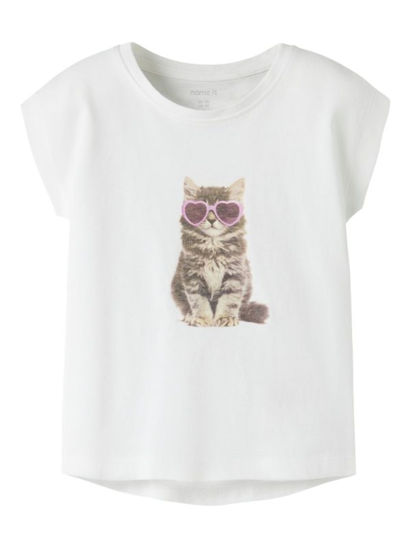 NAME IT NmfVotia kissa t-paita Bright White Sunglasses Cat