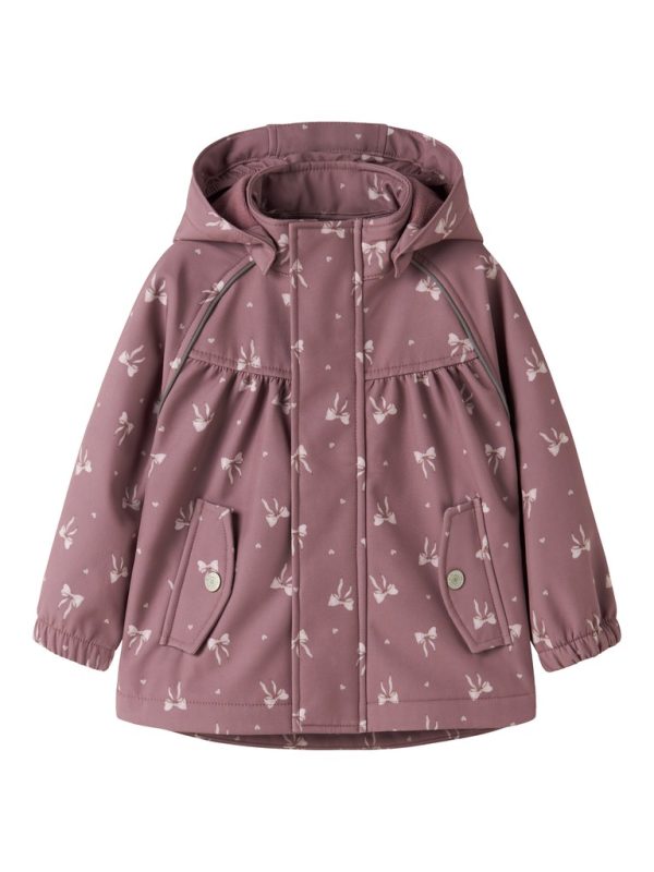 NAME IT NmfAlfa softshelltakki softshellvälikausitakki fleecevuorella A-shape Wistful Mauve Heart Bow