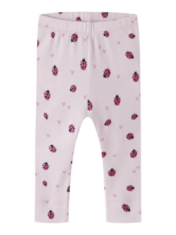 NAME IT NbfHaline extra slim fit vauvan leggings leppäkertut ja sydämet Cradle Pink