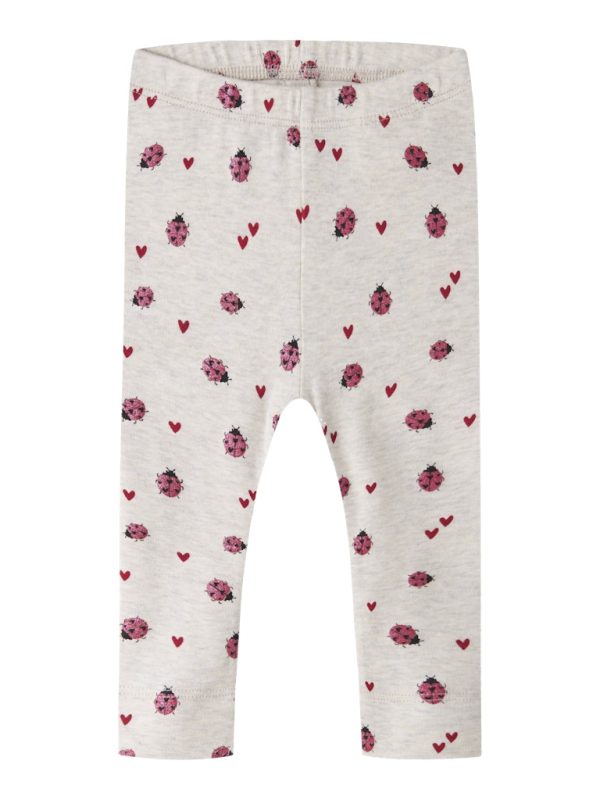 NAME IT NbfHaline extra slim fit vauvan leggings leppäkertut ja sydämet Peyote Melange