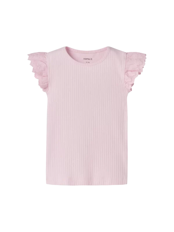 NAME IT NmfHavelle ribbi t-paita pitsihihoilla Cradle Pink