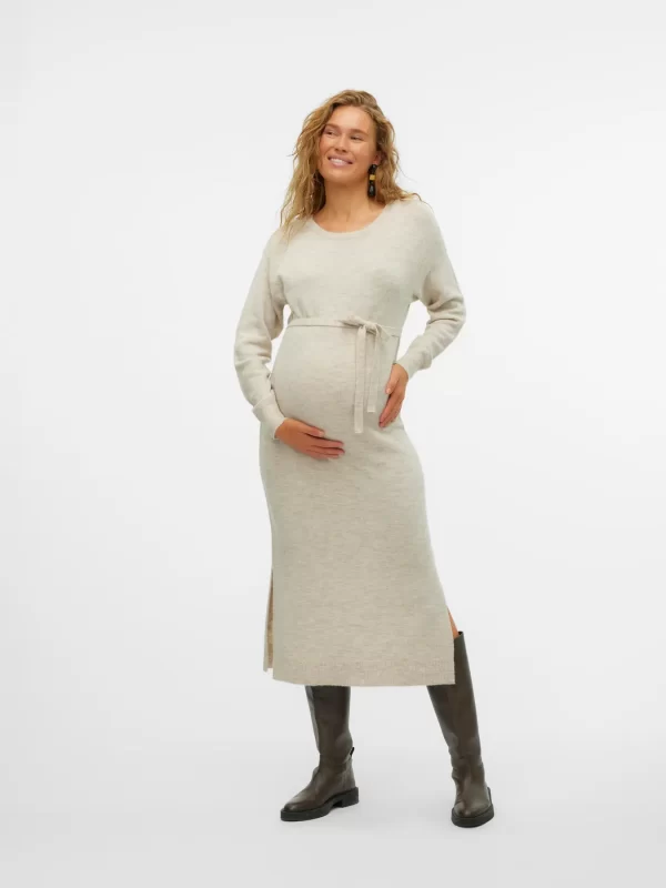 MAMALICIOUS VmmLefile äitiysneulemekko Birch w. Melange