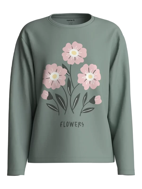 NAME IT NkfVelda paita Green Milieu Pink Flowers