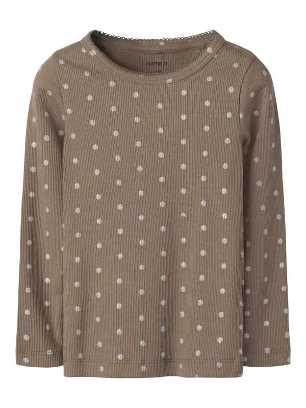 NAME IT NmfLona extra slim fit ribbipaita Silver Dots Taupe Gray