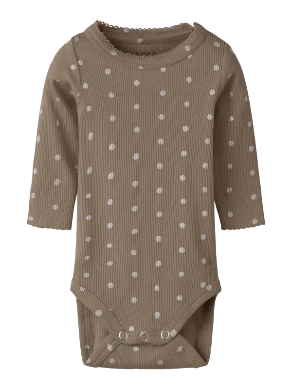 NAME IT NbfLona extra slim fit ribbibody Silver Dots Taupe Gray