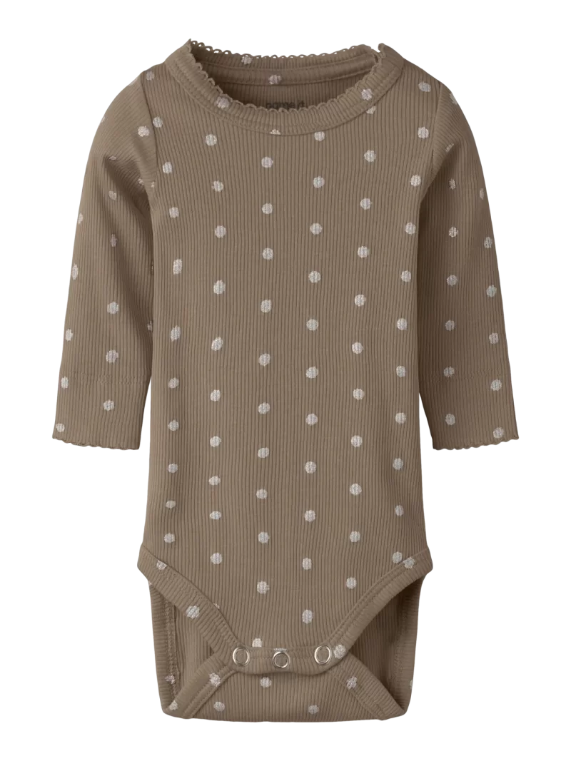 NAME IT NbfLona extra slim fit ribbibody Silver Dots Taupe Gray