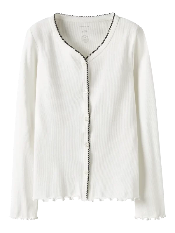 NAME IT NkfFiona ribbineuletakki ribbipaita slim Cloud Dancer